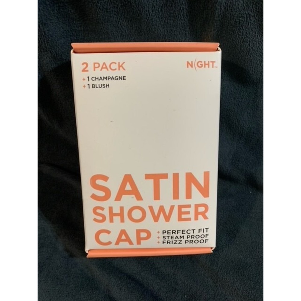 Satin Shower Cap in Champagne & Blush Frizz Steam Proof Perfect Fit 2 Pack